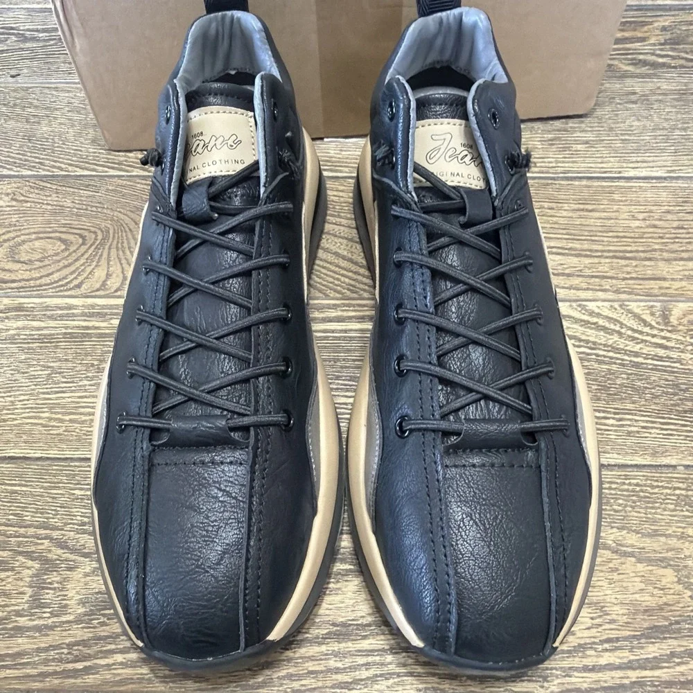 Men's Black Beige Shoes By Jeans‎ Size 45 US Size 11.5 New In Box